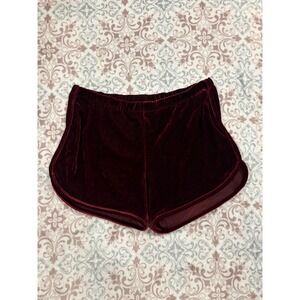 Haley & June Velvet Angel Rhinestone Dolphin Shorts Burgundy XL